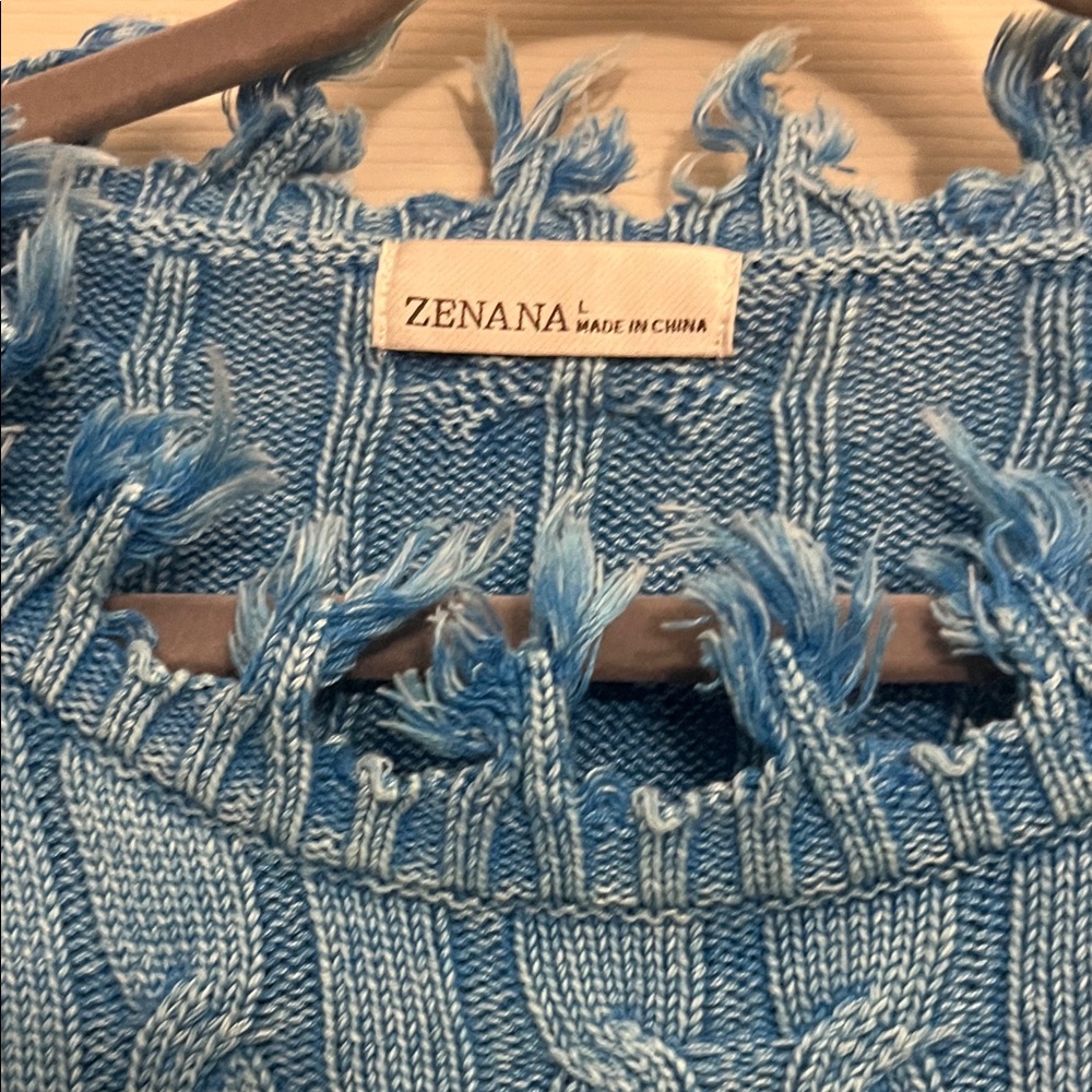 Cozy Blue Cable Knit Sweater - Picture 2 of 8